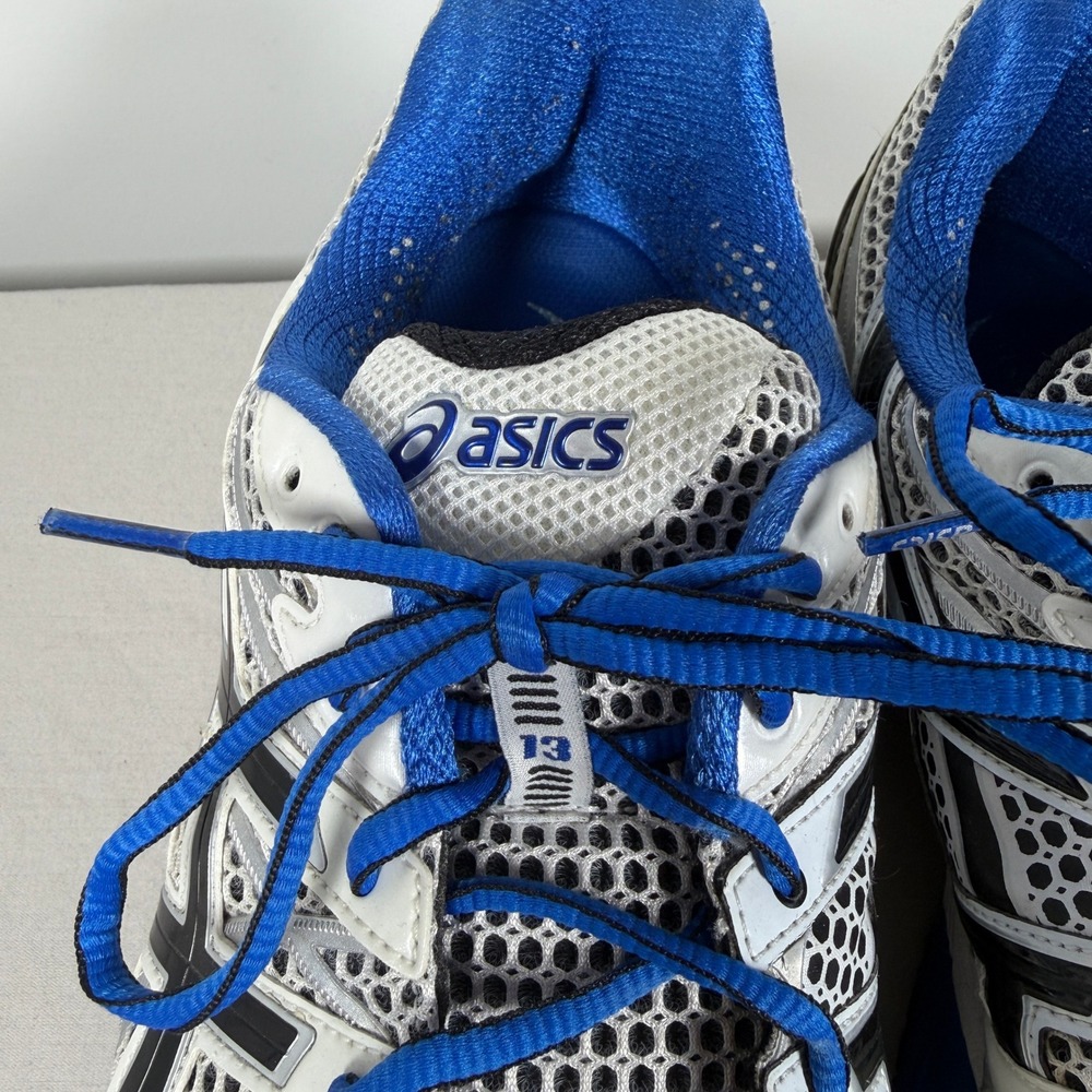 Asics Gel-Nimbus 13 Mens Running Shoes White‎ Blue Black Sneakers T134N - Picture 9 of 16